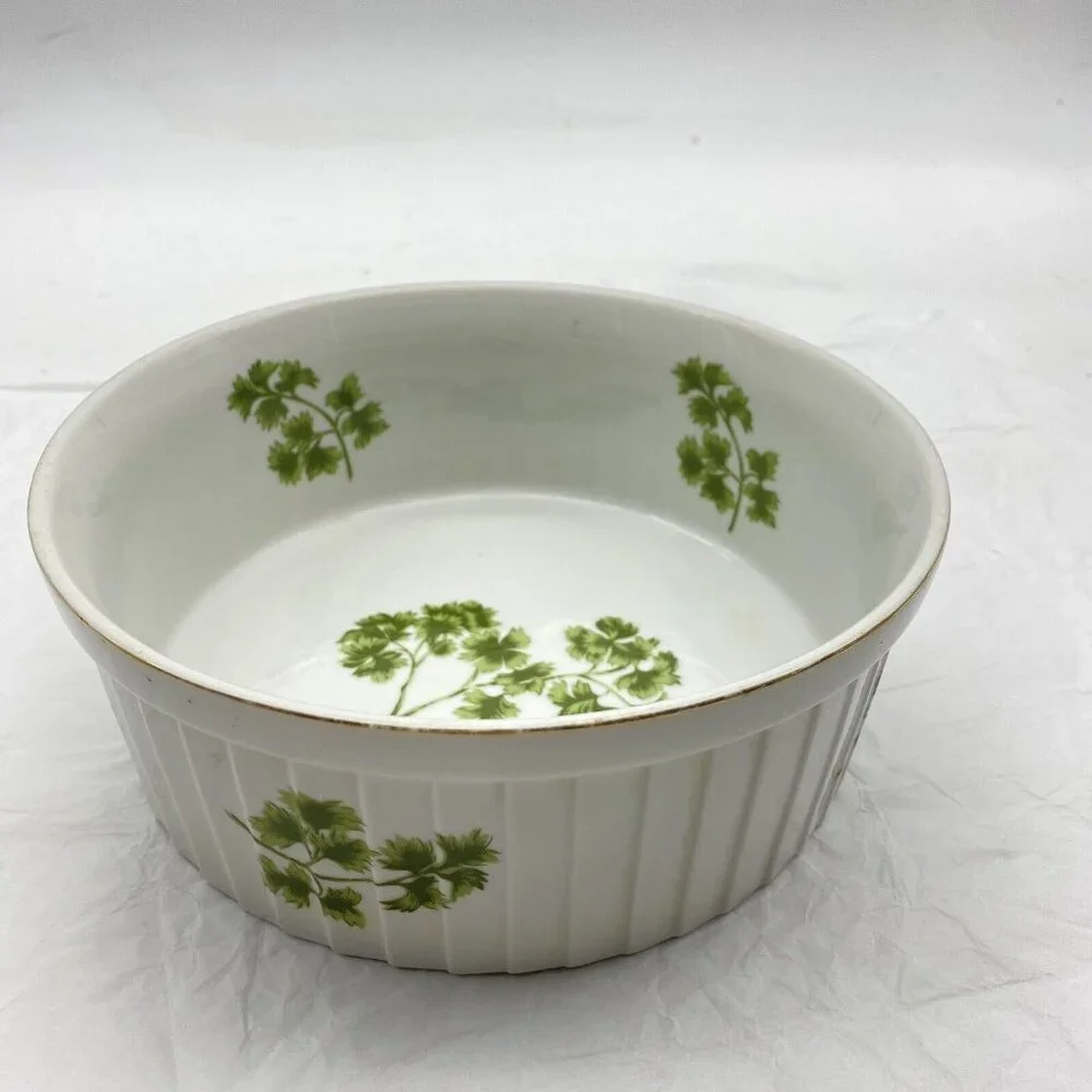 Vintage Andrea By Sadek Parsley Souffle Casserole Set Of 2 Oven To Table No Lids
